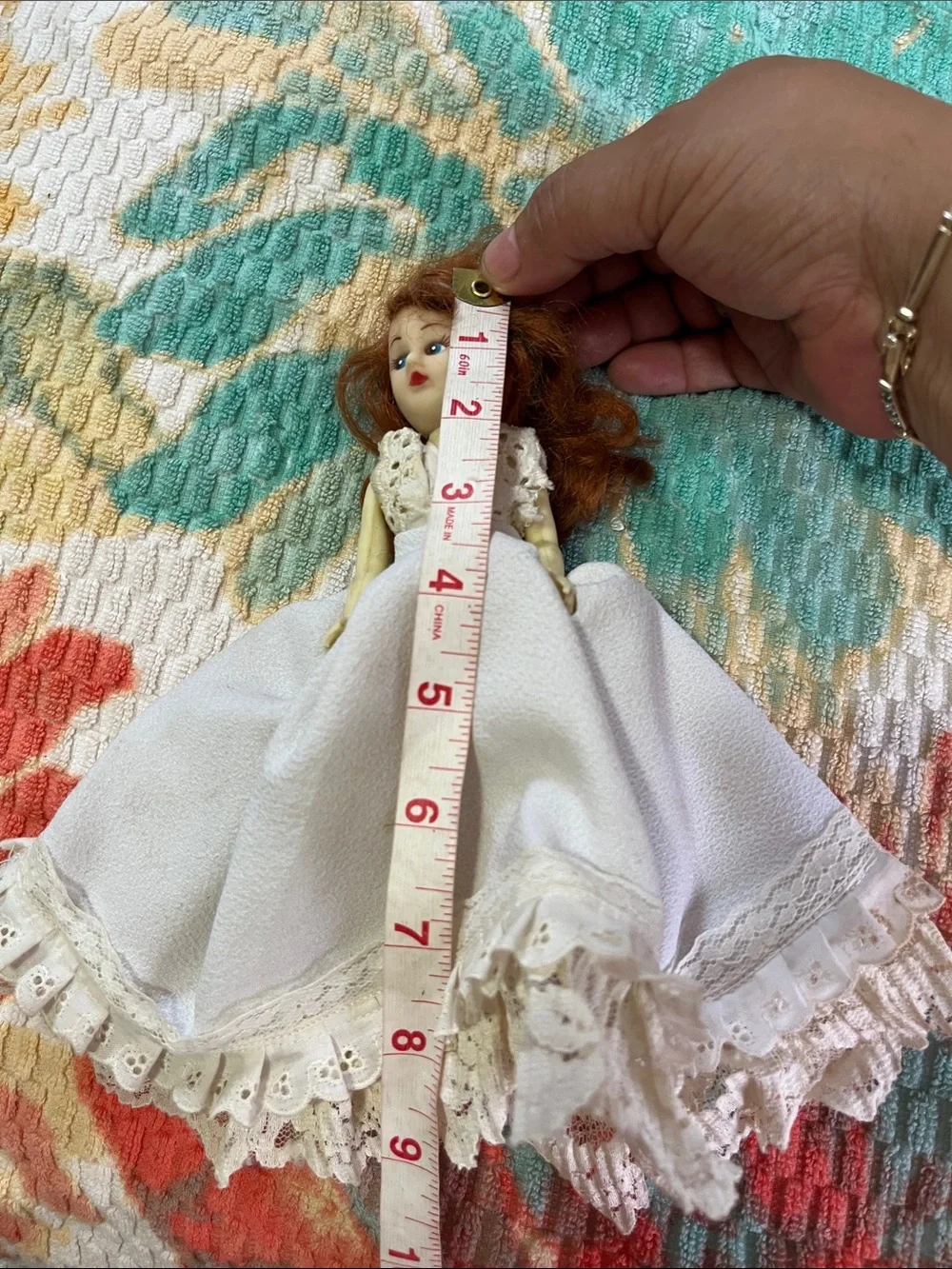 Vintage White-Lace Fashion Doll with Red Hair